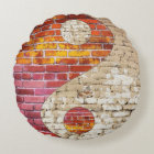 Brick Yin Yang Round Throw Pillow
