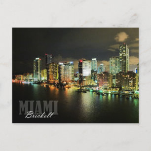 Brickell skyline at night in Miami, Florida Postcard