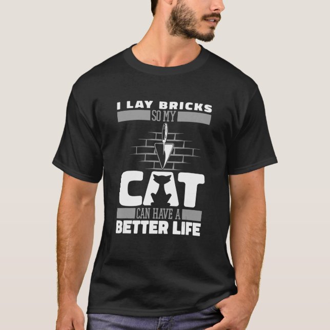 Brickie Cat Block Brick  Cement Bricklayer Mason M T-Shirt (Front)