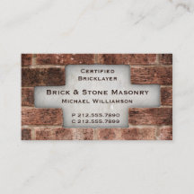 Bricklayer and Stone Masonry Brick Business Cards