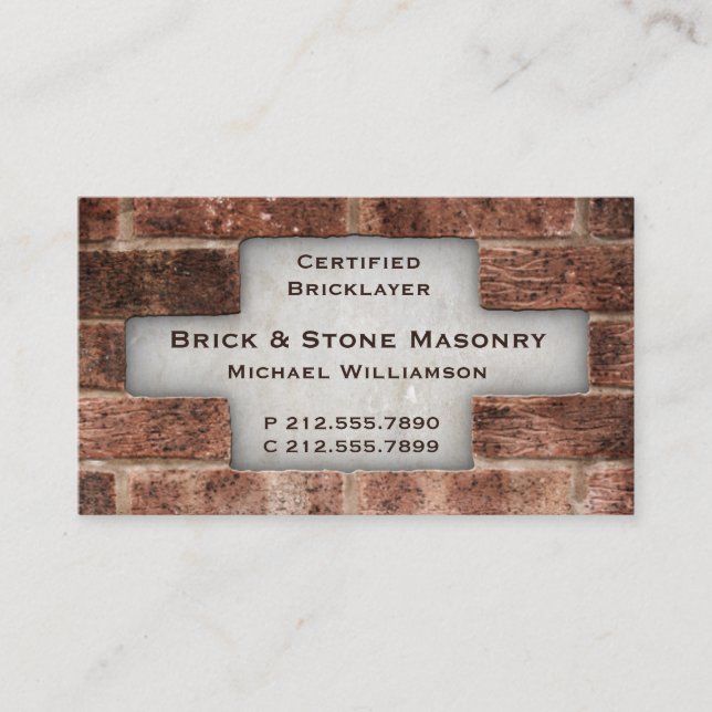 Bricklayer and Stone Masonry Brick Business Cards (Front)