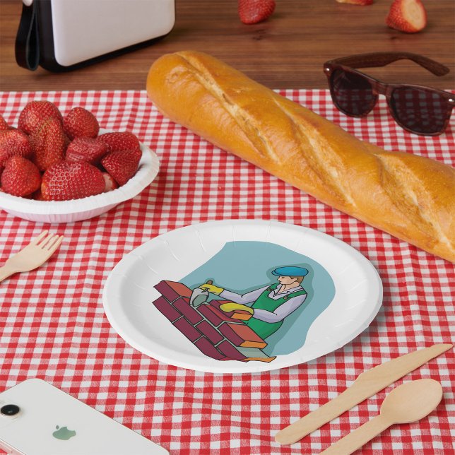 Bricklayer At Work Paper Plate (Creator Uploaded)