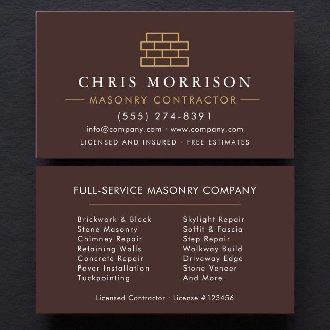 Bricklayer Brick Masonry Construction Business Card (Creator Uploaded)