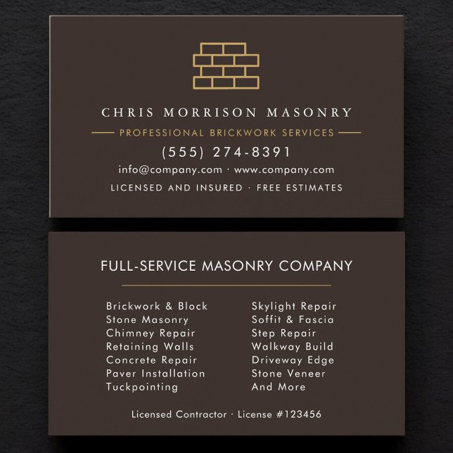 Bricklayer Brick Masonry Contractor Company Business Card (Creator Uploaded)
