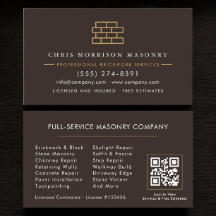 Bricklayer Brick Masonry QR Code Company Business Card