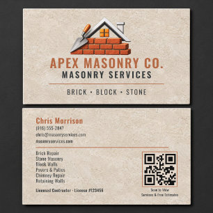Bricklayer Masonry QR Code Professional Business Card