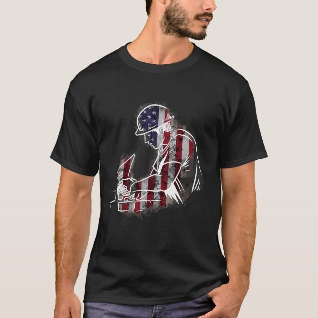 Bricklayer USA Brickman United States Flag Builder T-Shirt (Front)