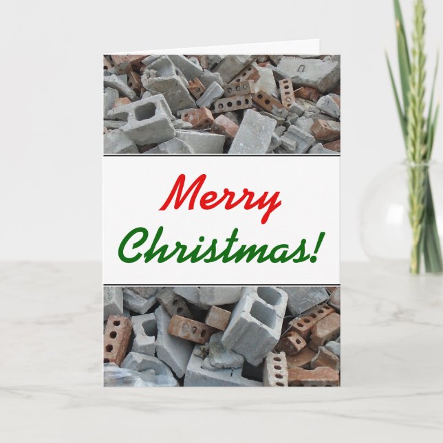 Bricks & Blocks Demolition Rubble Debris Holiday Card (Front)