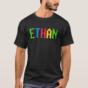 Bricks Theme Ethan Boy Name Custom Preschool Block T-Shirt
