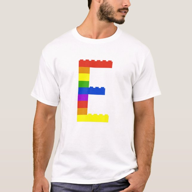 Bricks Theme Letter E Monogram Name Initial Presch T-Shirt (Front)
