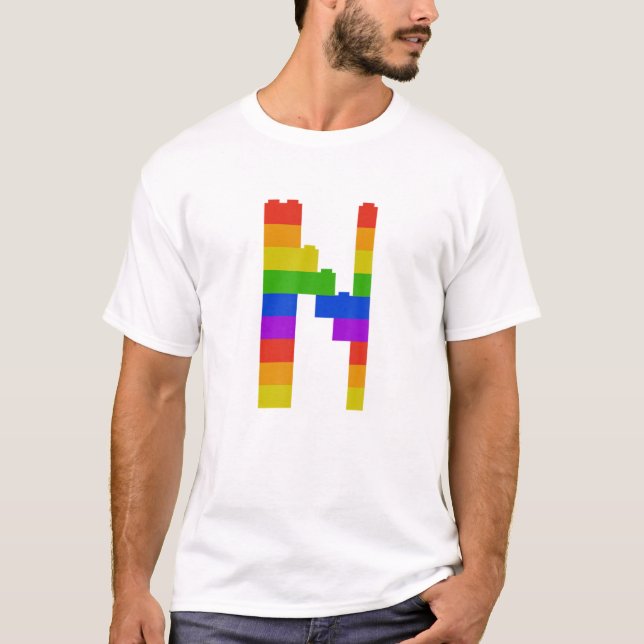 Bricks Theme Letter N Monogram Name Initial Presch T-Shirt (Front)