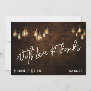 Bricks w/ Vintage Edison Lights With Love & Thanks Thank You Card