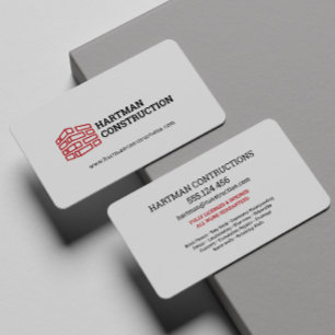 Bricks WALL Construction Carpenter Contractor  Business Card