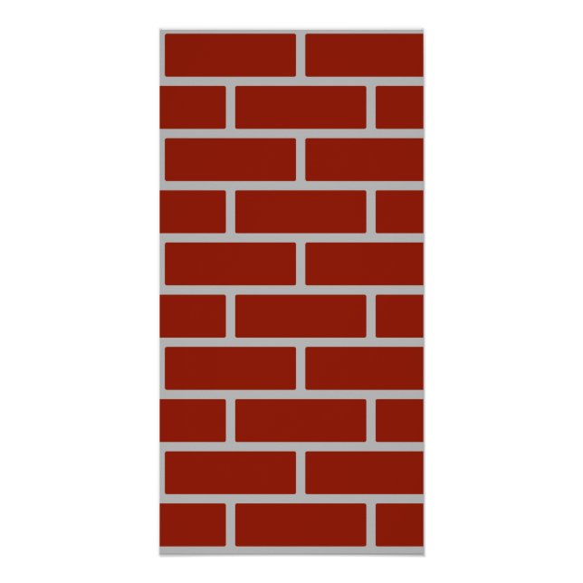 Bricks Wall Poster (Brick Red & Grey) (Front)