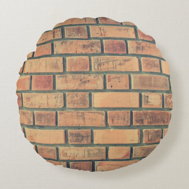 Bricks wall stone wall brick wall round cushion (Front)