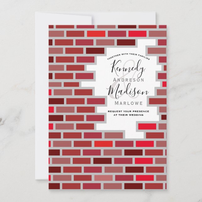 Bricks Wedding Masonry Stone Worker Blocks Invitation (Front)