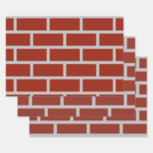 Bricks Wrapping Paper (Brick Red & Gray)