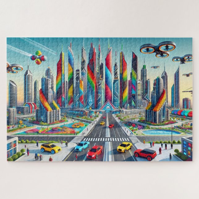 Bricktopia: Futuristic Cityscape Jigsaw Puzzle (Horizontal)