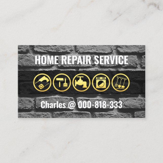 Brickwork Layer Handyman Tools Business Card (Front)