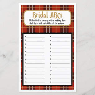 Bridal ABC Flannel and Frost Bridal Shower Game