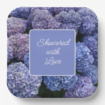 Bridal, Baby shower plates Purple, Blue Hydrangea