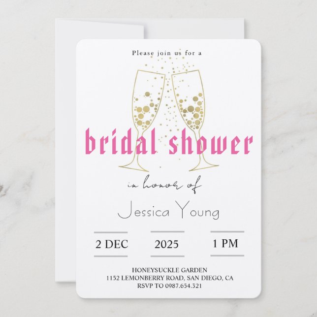Bridal Bash & Cocktail Call bridal  Invitation (Front)
