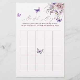 Bridal Bingo Butterfly Purple Bridal Shower Game
