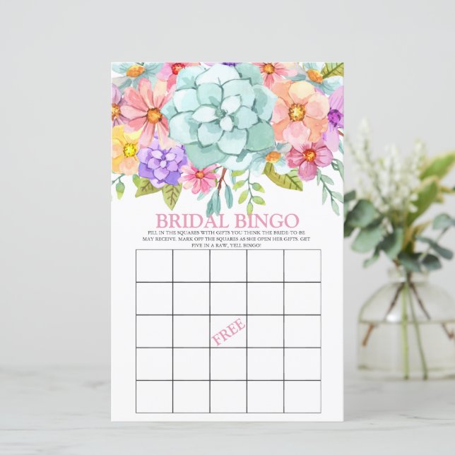 Bridal Bingo Colourful Floral Bridal Game (Standing Front)