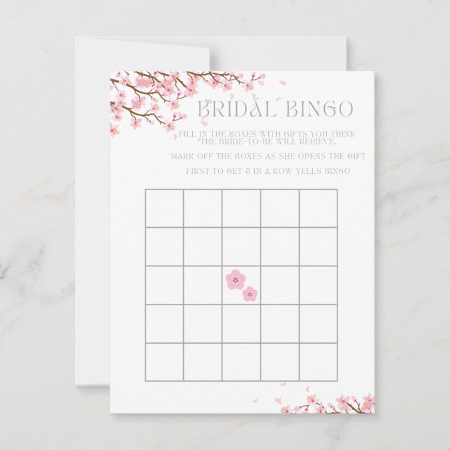 Bridal Bingo for Cherry Blossom Bridal Shower Holiday Card (Front)