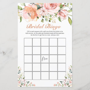 Bridal Bingo Game Floral Greenery Paper Sheet