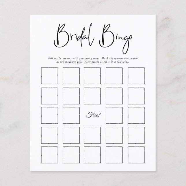 Bridal Bingo | Minimalist Bridal Shower Game (Front)