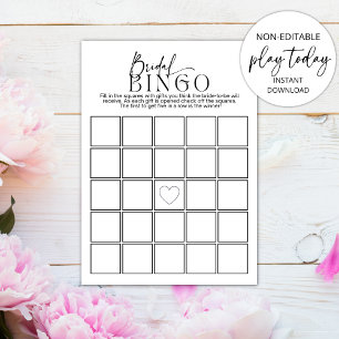 Bridal Bingo Minimalist Bridal Shower Game  Invitation