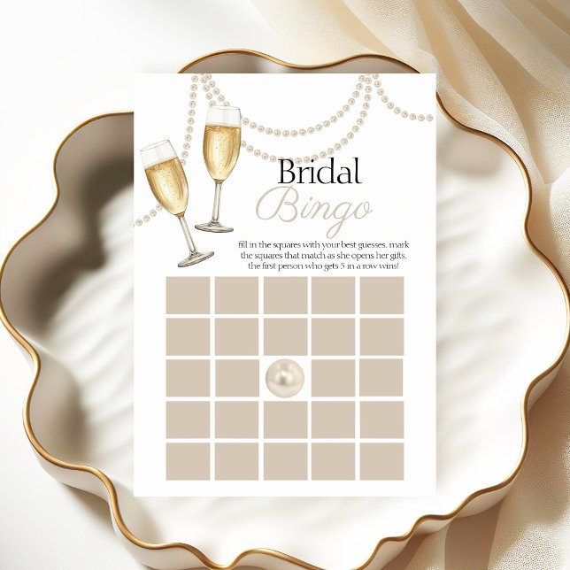Bridal bingo Pearls Prosecco shower game card (Creator Uploaded)