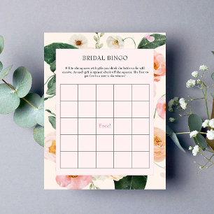 Bridal Bingo   Pink Peach Floral Bridal Shower