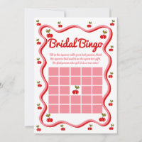 Bridal Bingo Retro Cherry bridal shower Game card