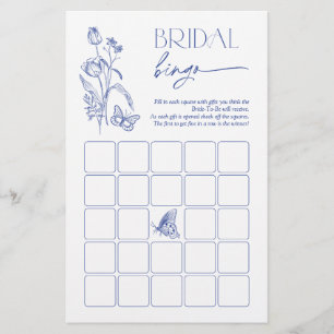 Bridal Bingo Something Blue Floral Shower Game