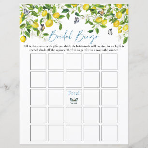 Bridal Bingo   Summer Lemon Bridal Shower Game