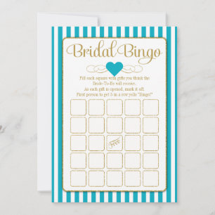 Bridal Bingo Turquoise Gold Bridal Shower Game Invitation
