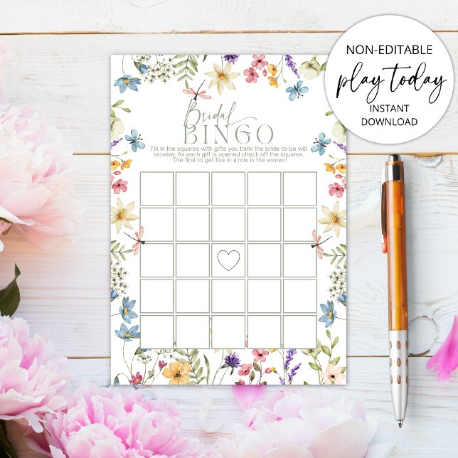  Bridal Bingo Wildflower Sage Bridal Shower Game  Invitation (Creator Uploaded)