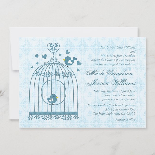 Bridal Bird Cage Wedding Invitation (Front)