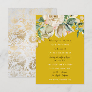 Bridal Birthday Party Rose Paint Floral Mustard Invitation