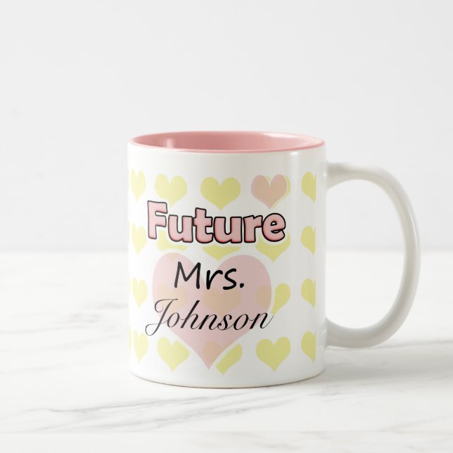 Bridal Bliss - Future Mrs. Johnson Two-Tone Coffee Mug (Right)