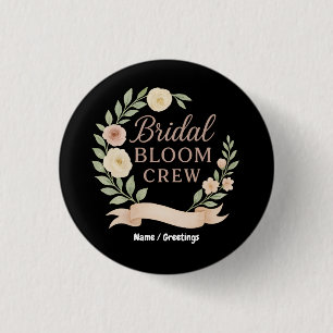 Bridal Bloom Crew Floral Bachelorette Party Design 3 Cm Round Badge