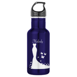 Bridal Blue and White theme Wedding Gown 532 Ml Water Bottle
