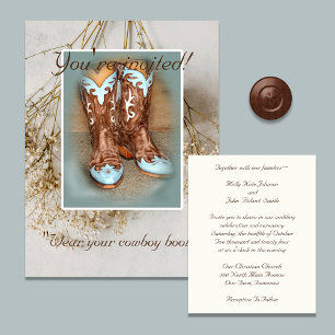 Bridal Boots with Baby's Breath  Invitation