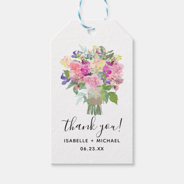 Bridal Bouquet Wedding Favour Tags (Front)
