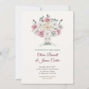 Bridal Bouquet Wrapped in Lace Wedding Invite