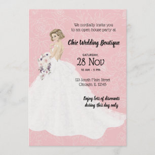 Bridal boutique open house choose background colou invitation