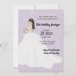 Bridal boutique open house choose background colou invitation