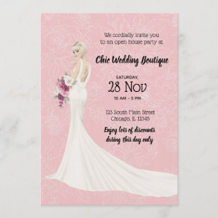 Bridal boutique open house choose background colou invitation